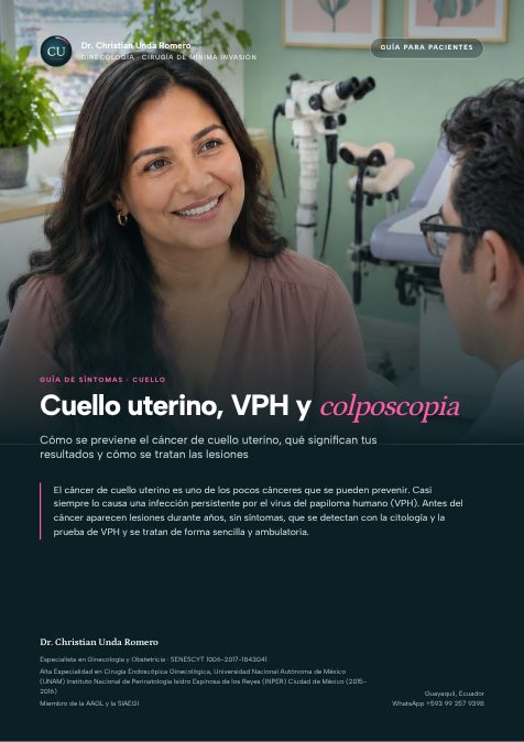 Portada de la guía Cuello uterino, VPH y colposcopia